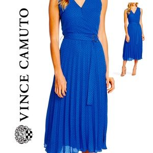 🆕Vince Camuto dress belted pleated dots Sz4